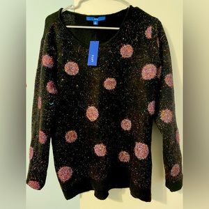 Women's Apt. 9 Black Pink Multicolor Sparkly Long Sleeved Sweater. NWT Size XL